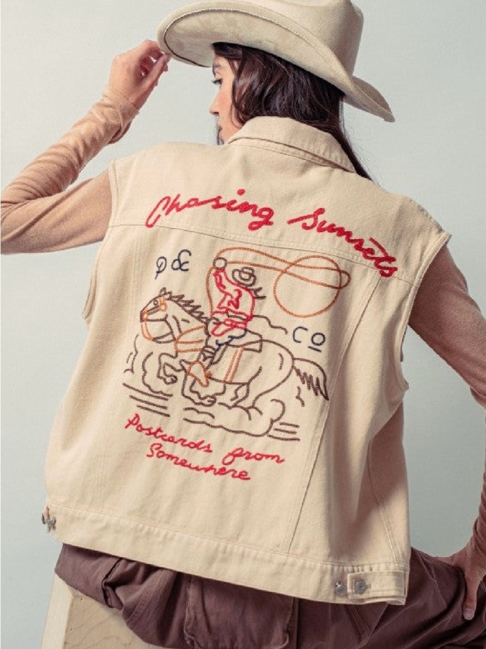 Embroidered Western Vest - 'Chasing Sunsets'